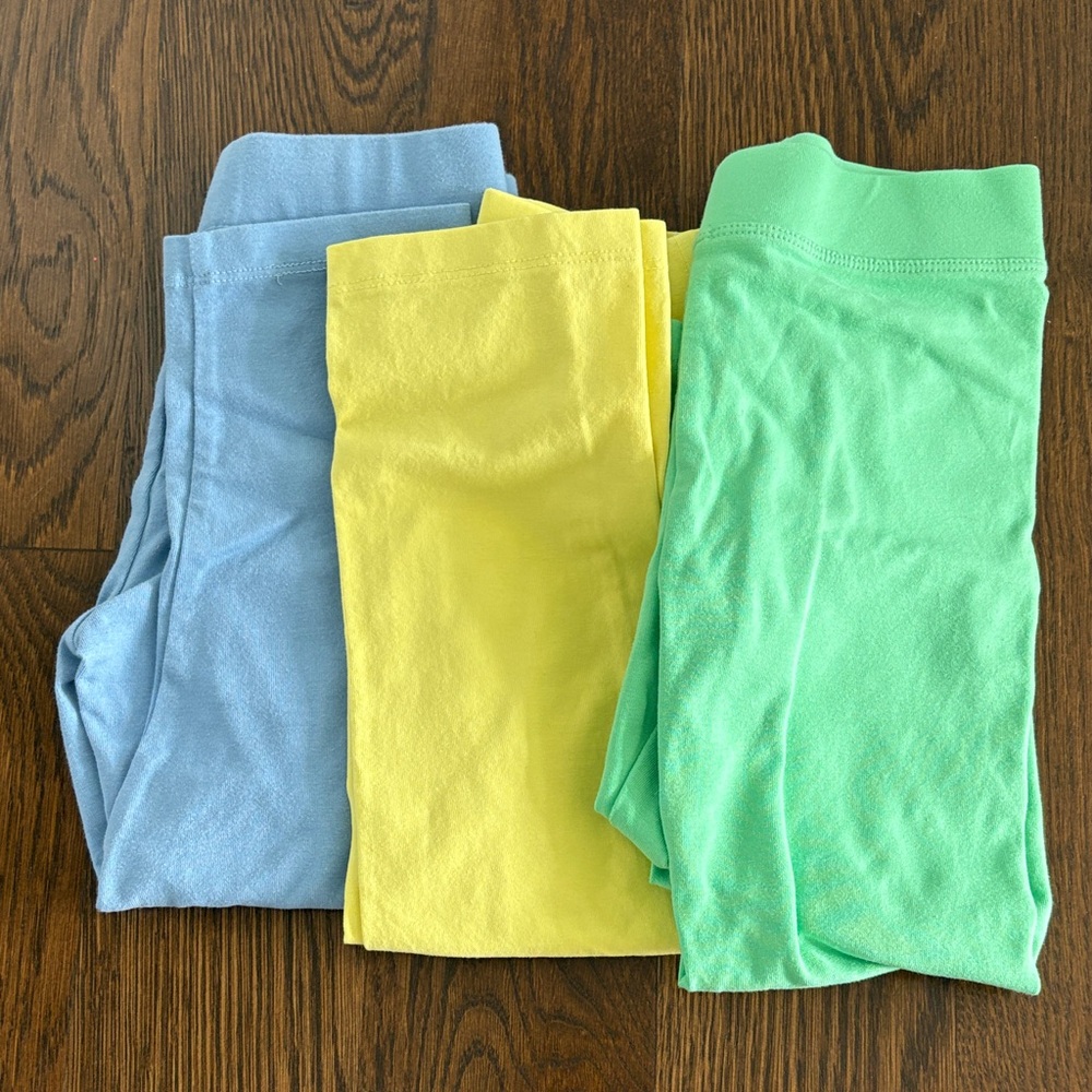 Kids Colorful Capri Leggings Set - Blue, Yellow, and Green